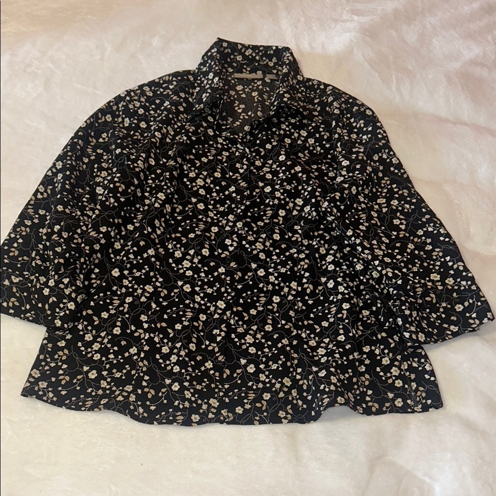 Croft & Barrow Black Floral Blouse